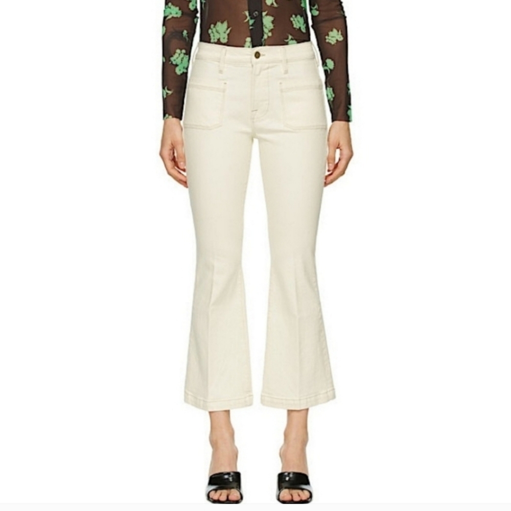 Frame Le Bardot Crop Flare Jeans Ecru Size 29